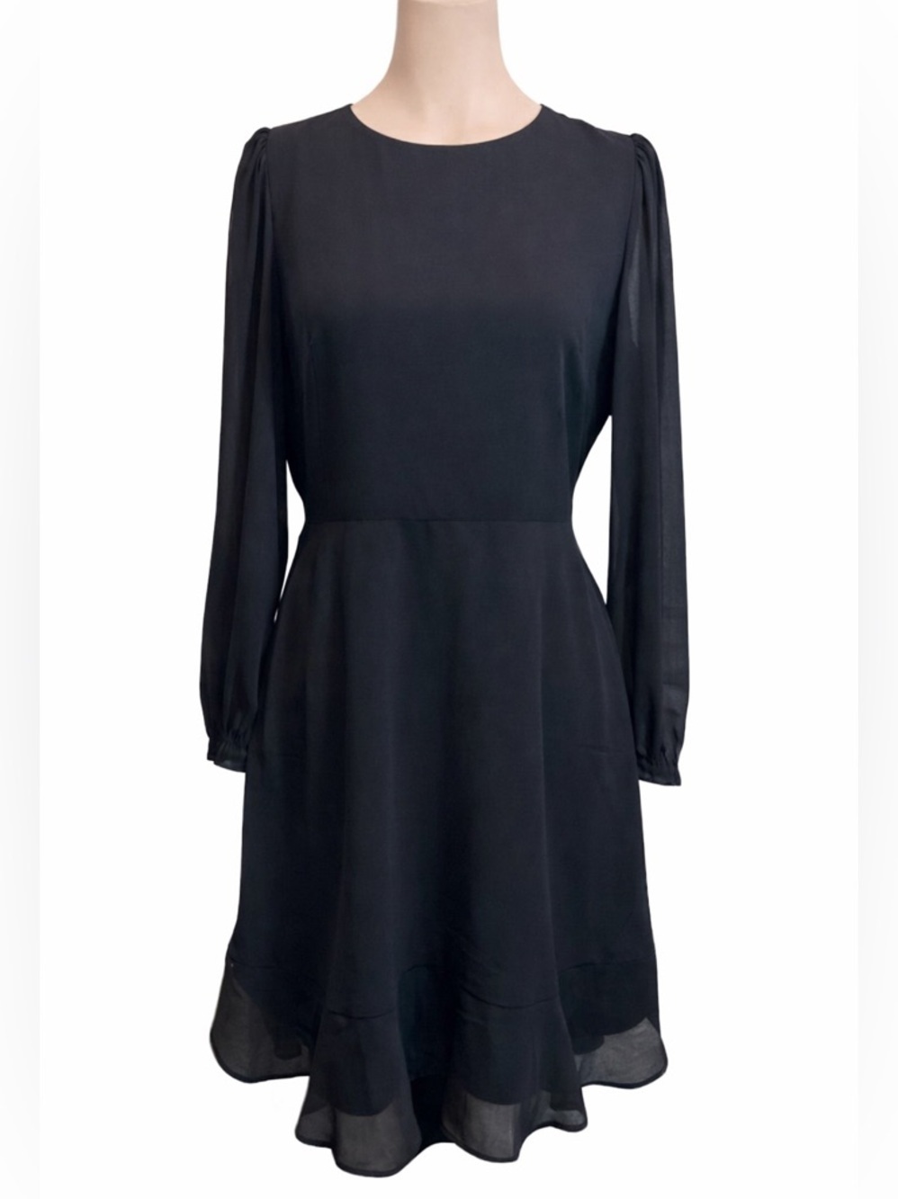 J. CREW Factory Mini Dress with Flounce Hem Black Size 2 #BY478